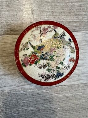 Satsuma Peacock Vintage Trinket Box made in Japan